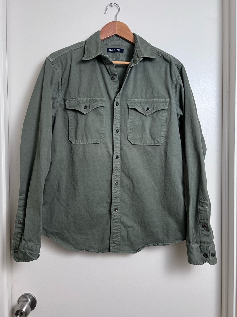 Alex Mill Olive Green Utility Button Down Shirt Top 21” P2P